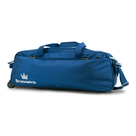 brunswick bowling bag triple roller blue royal combat inside travel suitcase for bowlers