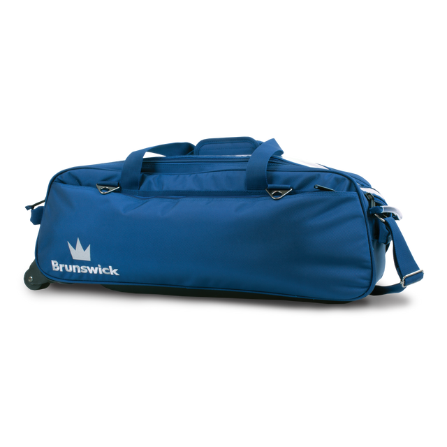brunswick bowling bag triple roller blue royal combat inside travel suitcase for bowlers