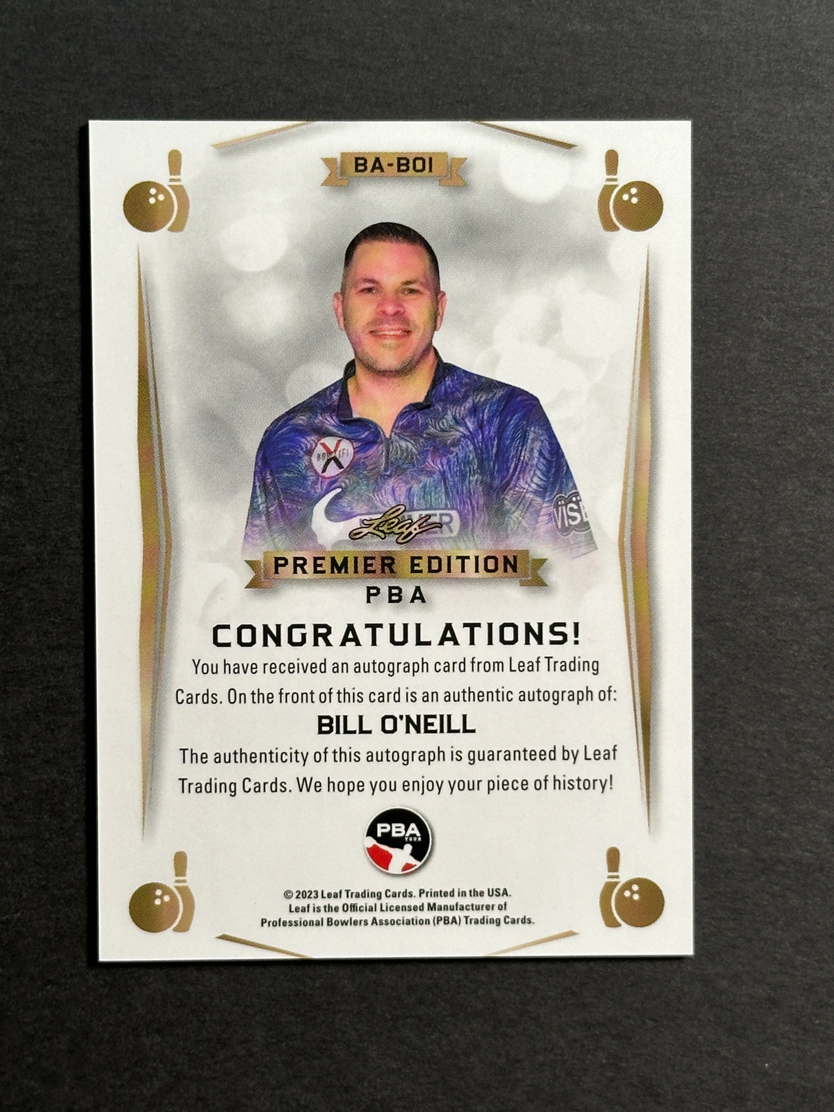 2023 Leaf PBA Trading Card Bill O'Neill Red Auto /25 SP
