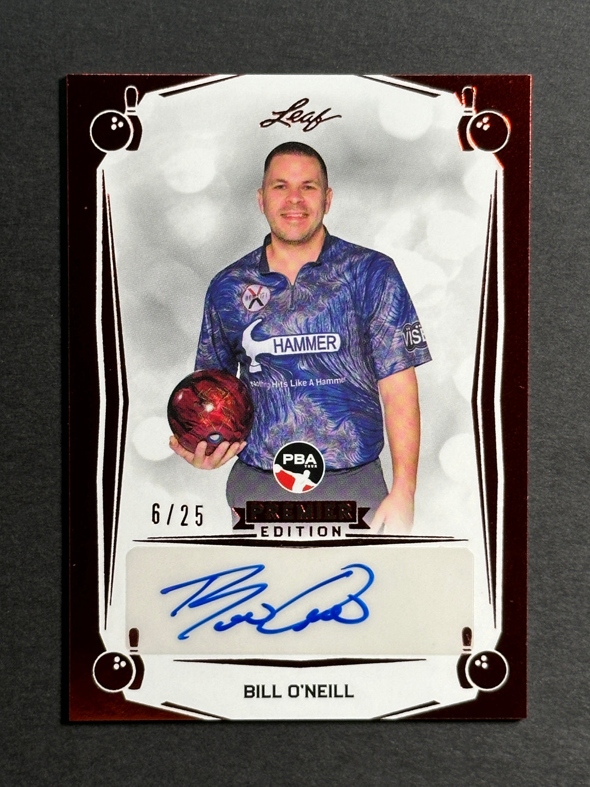 2023 Leaf PBA Trading Card Bill O'Neill Red Auto /25 SP
