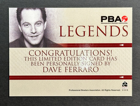 Dave Ferraro 2008 Rittenhouse PBA Legends Autograph Bowling Card
