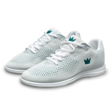 Brunswick Axis Women's Bowling Shoes White/Teal * Sleek synthetic upper * Molded EVA insole for comfort and performance * Extreme cushion comfort with Ortholite footbed * Convenient ATOP dial lacing system * Reinforced hard rubber toe for durability * Multi-zone push away rubber * Includes: #4, #6, and #8 Slide Soles; Progressive, and Ridged Heels; Heel remover tool * Right hand only *  * 