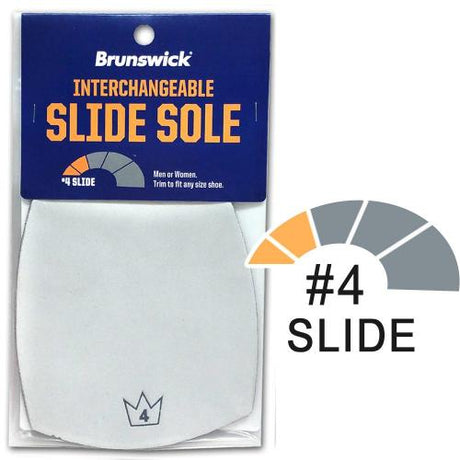 bowling shoe Slide soles are oversized and can be trimmed to fit any size shoe Brunswick slide soles are numbered 2 through 10 with the number 2 sole providing the least amount of slide and the number 10 sole providing the most slide possible 1-year limited warranty