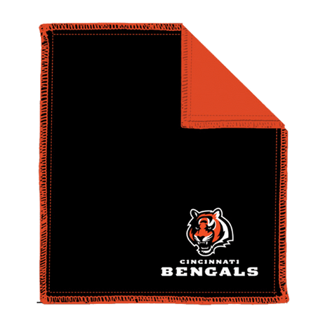 NFL Shammy Cincinnati Bengals Ultimate oil removing pad Leather on both sides Restores tacky feel for better ball performance Embroidered logos 8" x 7.5"