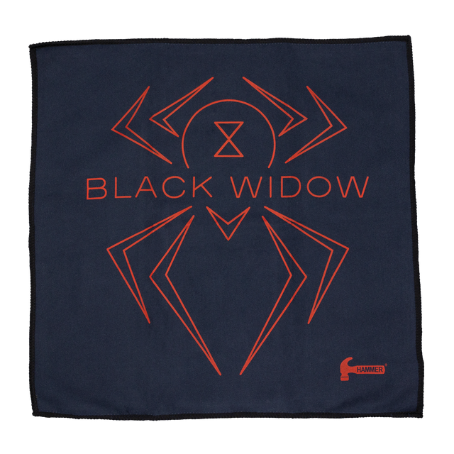 Hammer Black Widow Microsuede Towel Easily absorbs oil from the ball surface  Cleans ball surface effortlessly  Can be used with liquid cleaners or polishes Recommended use after each shot  Washable Size: 14" x 14" (35.5 cm x 35.5 cm)