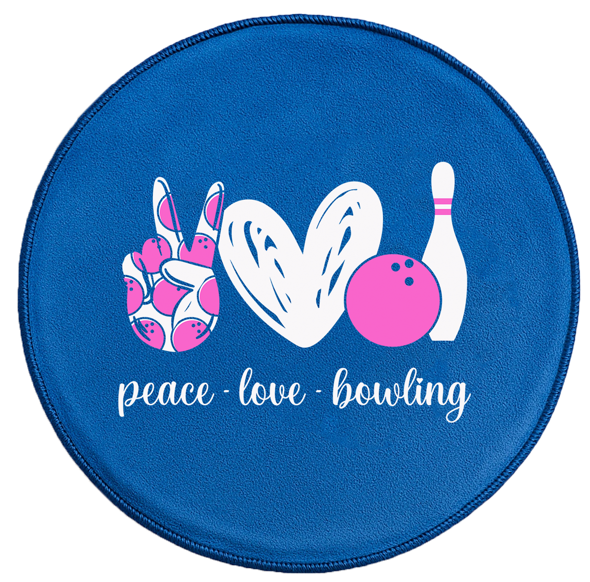Peace, Love, Bowling Premium Disk Shammy Blue