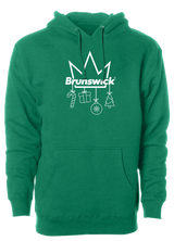 Brunswick Bowling Christmas Hoodie. Tis' the season for Christmas bowling tee shirts. Show your Merriness on and off the lanes with the Brunswick Bowling Christmas Hoodie bowling Holiday T-shirt!  ugly t-shirt comes in red and black colors. Show your holiday spirit with this shirt that helps you hook the ball at your office party or night out with your friends!  Bowling gift holiday gift guide. Tee-shirt gift. Christmas Tree