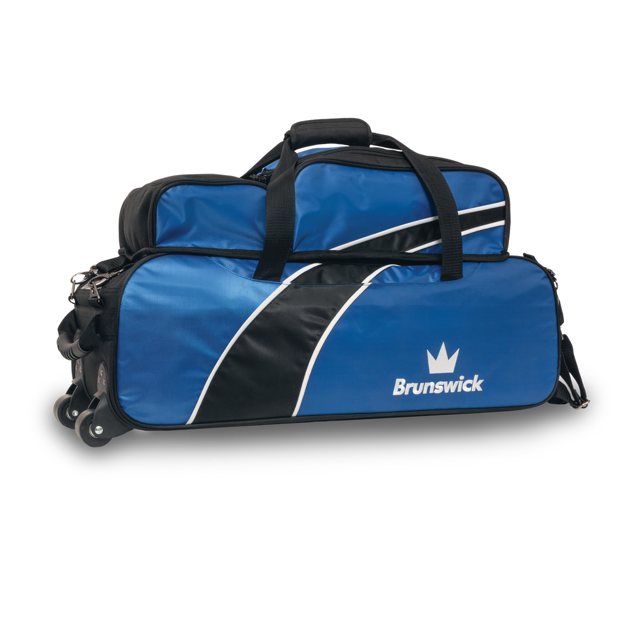 Brunswick Edge 3 Ball Triple Tote Roller Blue With Pouch Bowling Bag travel suitcase league tournament play sale discount coupon online pba tour