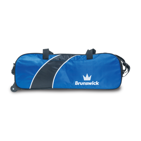 Brunswick Edge 3 Ball Triple Tote Roller Blue Without Pouch Bowling Bag travel suitcase league tournament play sale discount coupon online pba tour