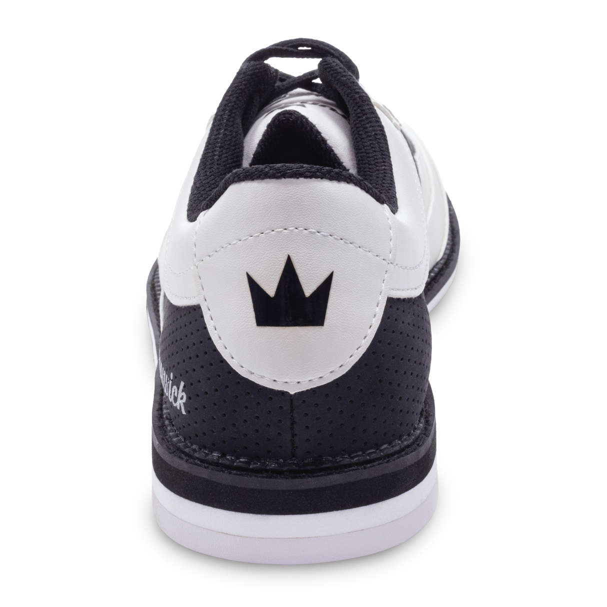 Brunswick Rampage White/Black Bowling Shoes * Synthetic uppers * Customizable Slide Sole technology * Rubber push away * Fixed Heel * Includes: #6 and #8 Slide Soles