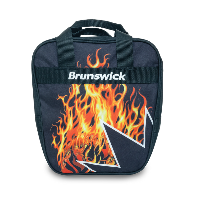 Brunswick Spark 1 Ball Single Tote Flames Black and orange fire Bowling Bag travel suitcase league tournament play sale discount coupon online pba tour