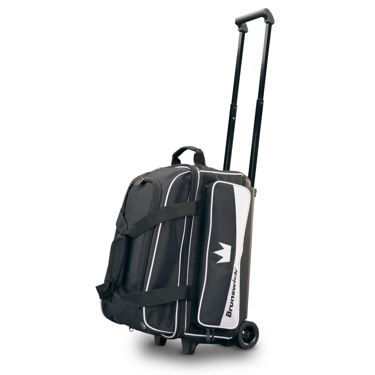 brunswick zone double roller tournament league play rolling travel bag suitcase white
