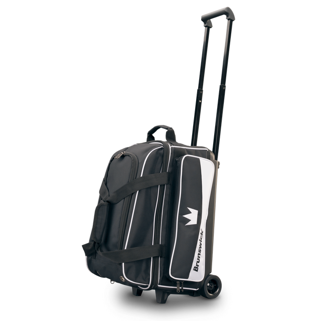 brunswick zone double roller tournament league play rolling travel bag suitcase white