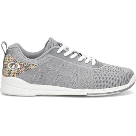 Dexter Delila Gray Bowling Shoes Fully Fabric-Lined with Padded Tongue and Collar Low Collar Molded Removable Blown EVA Footbed Slide Shoes: Fixed S8 Slide Soles Fixed Non-Marking Defined Heels