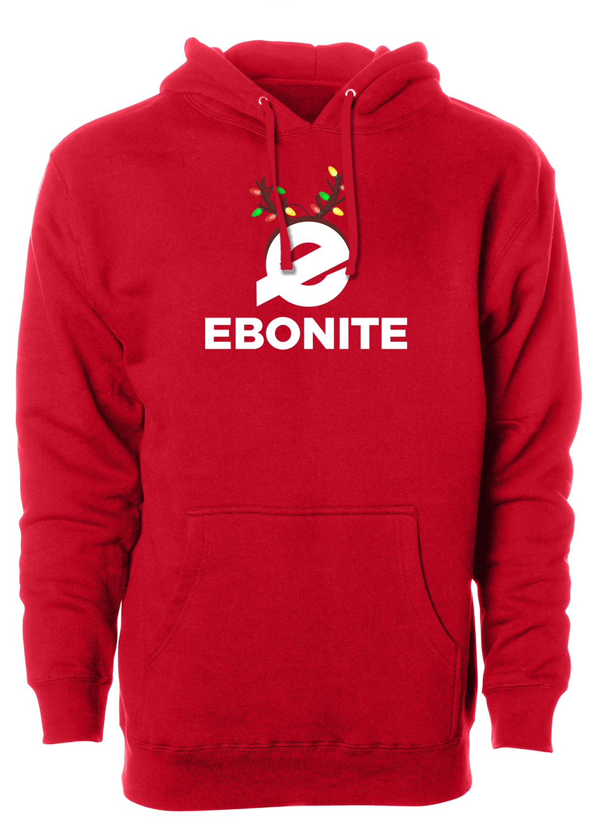 Ebonite Bowling Christmas Hoodie. Tis' the season for Christmas bowling tee shirts. Show your Merriness on and off the lanes with the ebonite bowling Holiday T-shirt!  ugly t-shirt comes in red and black colors. Show your holiday spirit with this shirt that helps you hook the ball at your office party or night out with your friends!  Bowling gift holiday gift guide. Tee-shirt gift. Christmas Tree