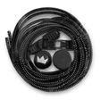 Brunswick Elastic No Tie Laces Black * Elastic material allowing stretch for increased comfort * One size fits all, easy installation and easy to use * No tie to quickly take your shoes on and off * Turn any pair of lace up shoes into slip ons To install: 1. Lace shoe as normal. 2. Press the button of the round piece and insert both ends of the lace, one in each hole, through, tightening to fit. 3. Clamp the loose ends of the laces together with the oblong piece. 4. Optional: trim excess lace length.
