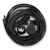 Brunswick Elastic No Tie Laces Black * Elastic material allowing stretch for increased comfort * One size fits all, easy installation and easy to use * No tie to quickly take your shoes on and off * Turn any pair of lace up shoes into slip ons To install: 1. Lace shoe as normal. 2. Press the button of the round piece and insert both ends of the lace, one in each hole, through, tightening to fit. 3. Clamp the loose ends of the laces together with the oblong piece. 4. Optional: trim excess lace length.