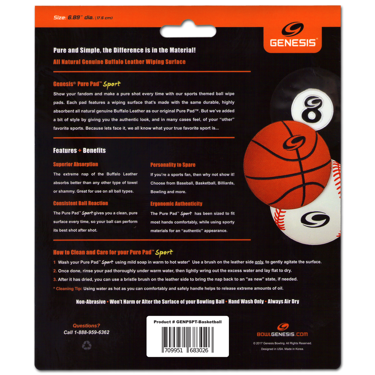 Genesis Pure Pad Sport Leather Ball Wipe Basketball shammy