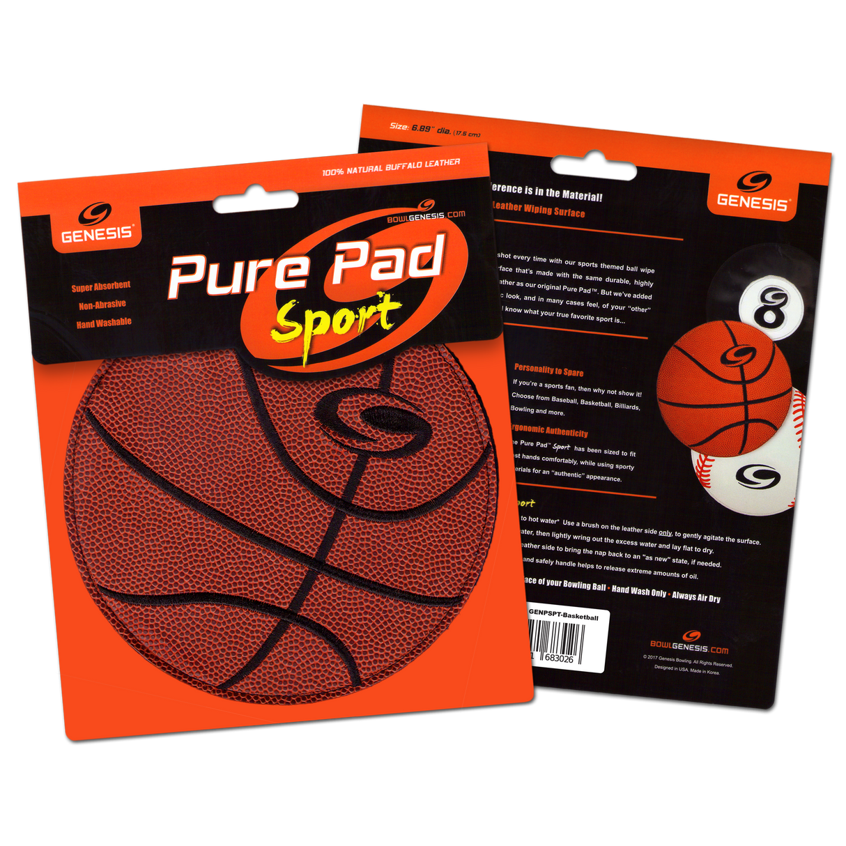 Genesis Pure Pad Sport Leather Ball Wipe Basketball shammy