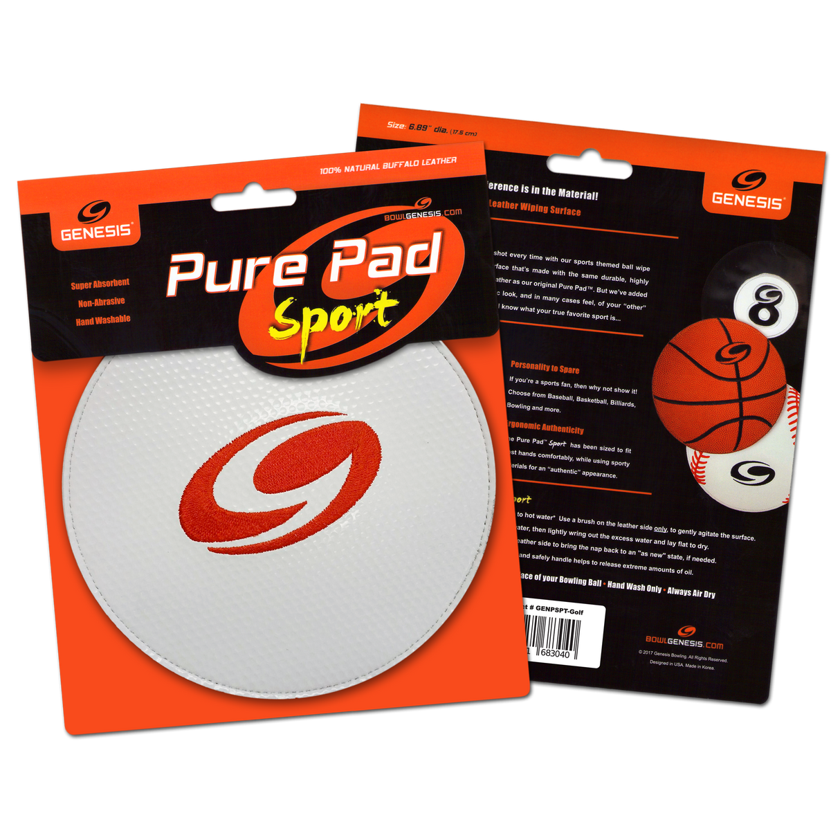 Genesis Pure Pad Sport Leather Ball Wipe Golf Ball Shammy