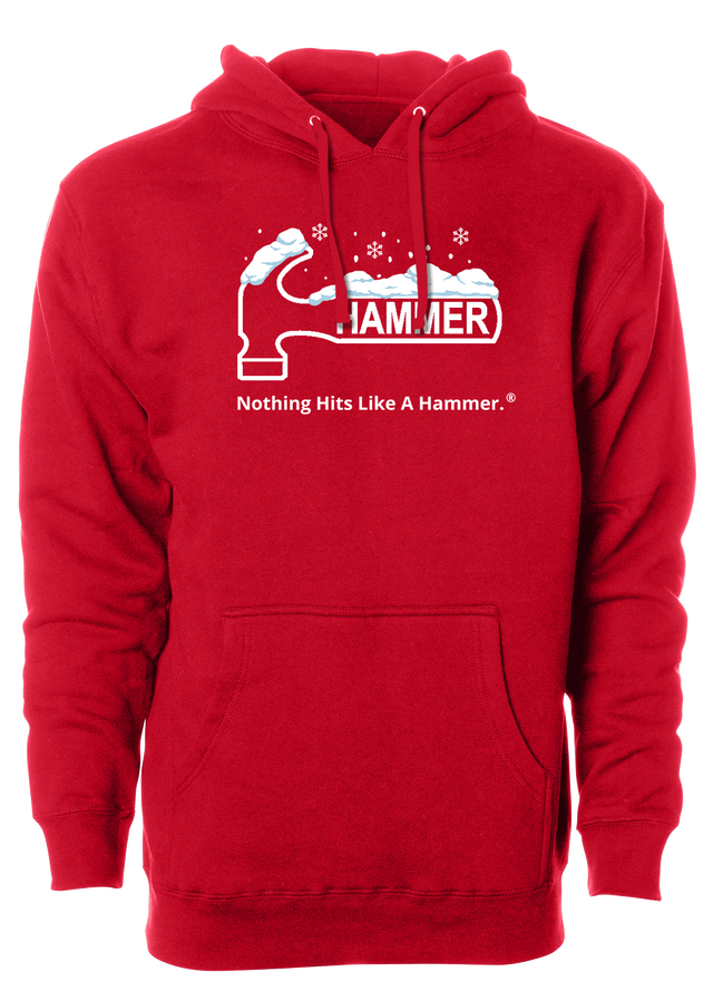 Hammer Holiday Hoodie. Tis' the season for Christmas bowling tee shirts. Show your Merriness on and off the lanes with the ebonite bowling Holiday T-shirt!  ugly t-shirt comes in red and black colors. Show your holiday spirit with this shirt that helps you hook the ball at your office party or night out with your friends!  Bowling gift holiday gift guide. Tee-shirt gift. Christmas Tree