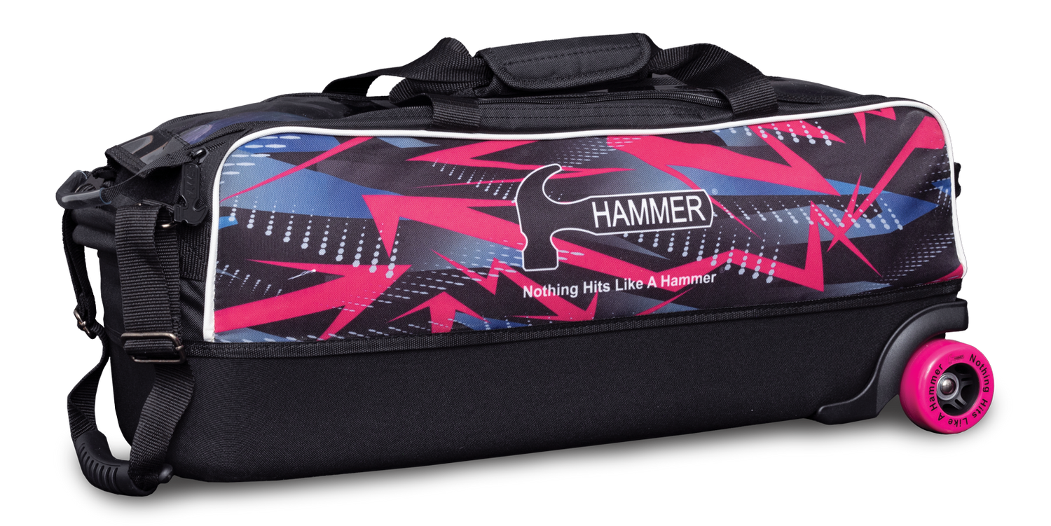 Hammer Pink Arrows Triple Tote bowling ball bag roller
