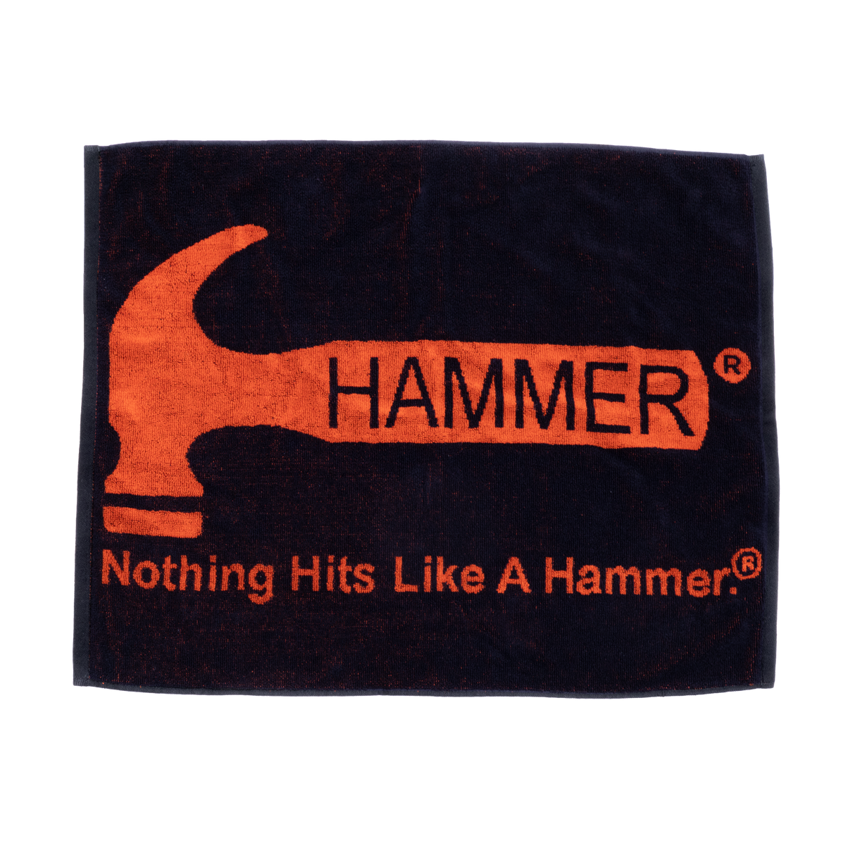 Hammer Loomed Towel. Woven Hammer logo design 100% cotton Machine washable Size: 17.5" x 23" (44.5 cm x 58.4 cm)