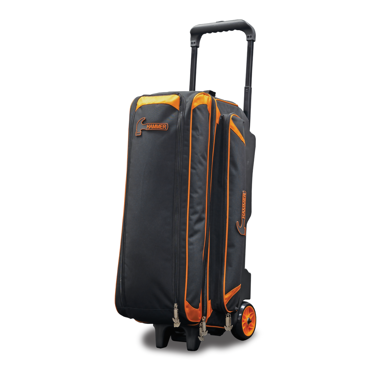 Hammer Premium Black/Orange 3 Ball Triple Roller Bowling Bag suitcase league tournament play sale discount coupon online pba tour