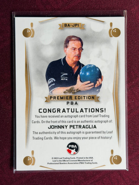 2023 Leaf PBA Trading Card Johnny Petraglia Ruby Auto /25