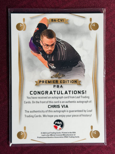 2023 Leaf PBA Trading Card Chris Via Blue Auto /15