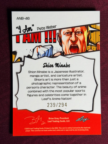 2023 Leaf Anime Nation PBA Trading Card Pete Weber "Who do you think you are? I AM" /294