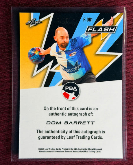 2025 Leaf Eclectic PBA Dom Barrett Flash White Auto /10