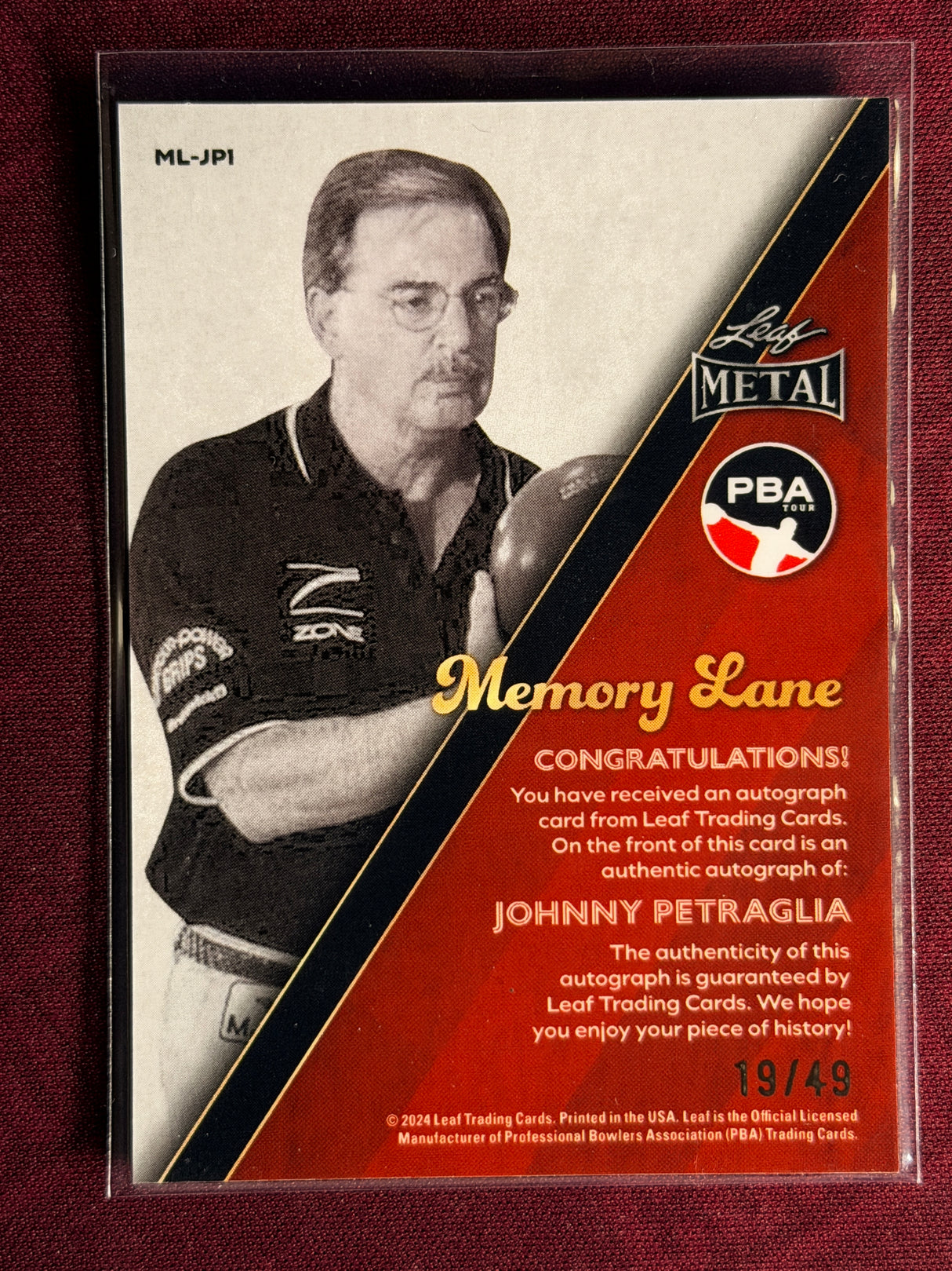 2024 Leaf Metal PBA Johnny Petraglia Memory Lane PBA HOF 19/49
