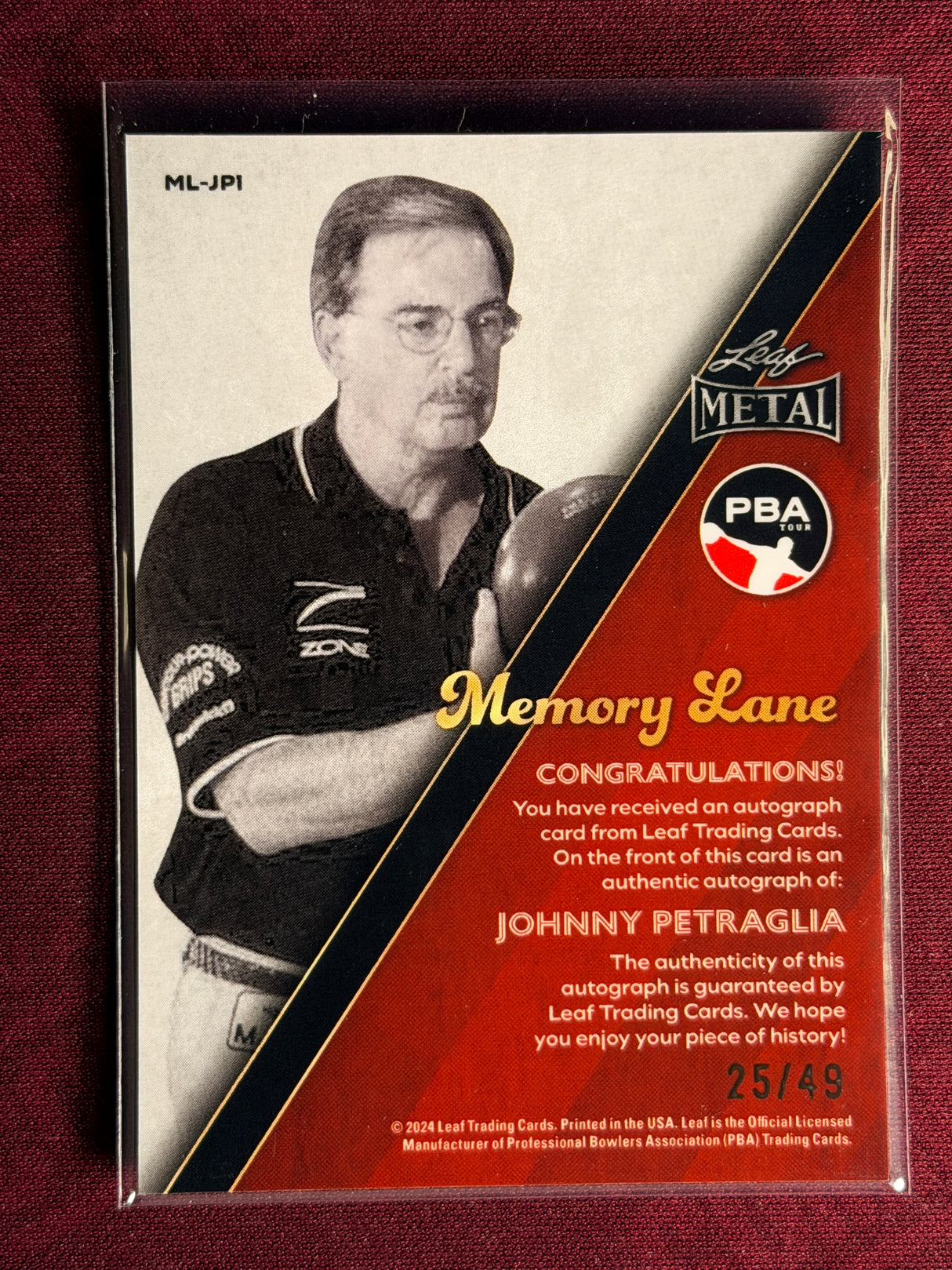 2024 Leaf Metal PBA Johnny Petraglia Memory Lane PBA HOF 25/49