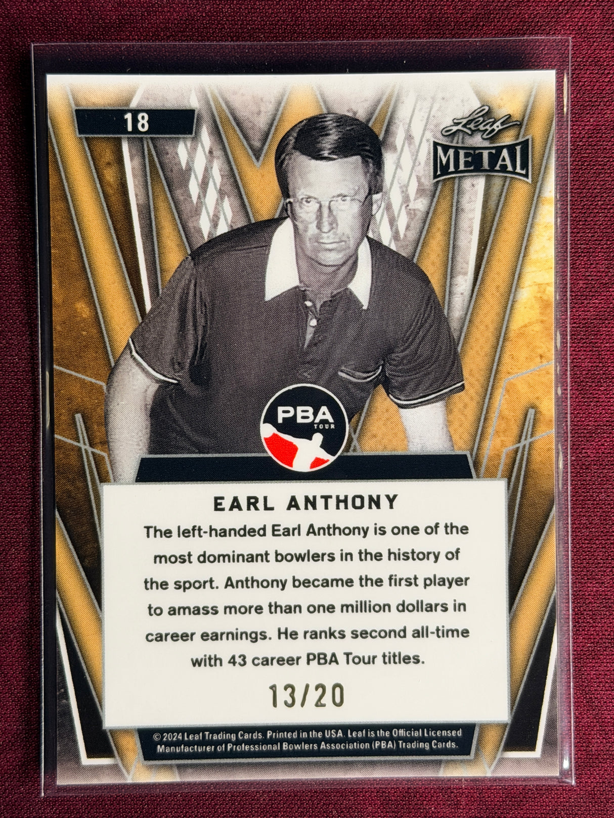 2024 Leaf Metal PBA Earl Anthony Purple 13/20