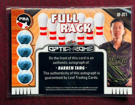 2025 Leaf Eclectic PBA Darren Tang Optichrome Full Rack Blue Auto 4/8