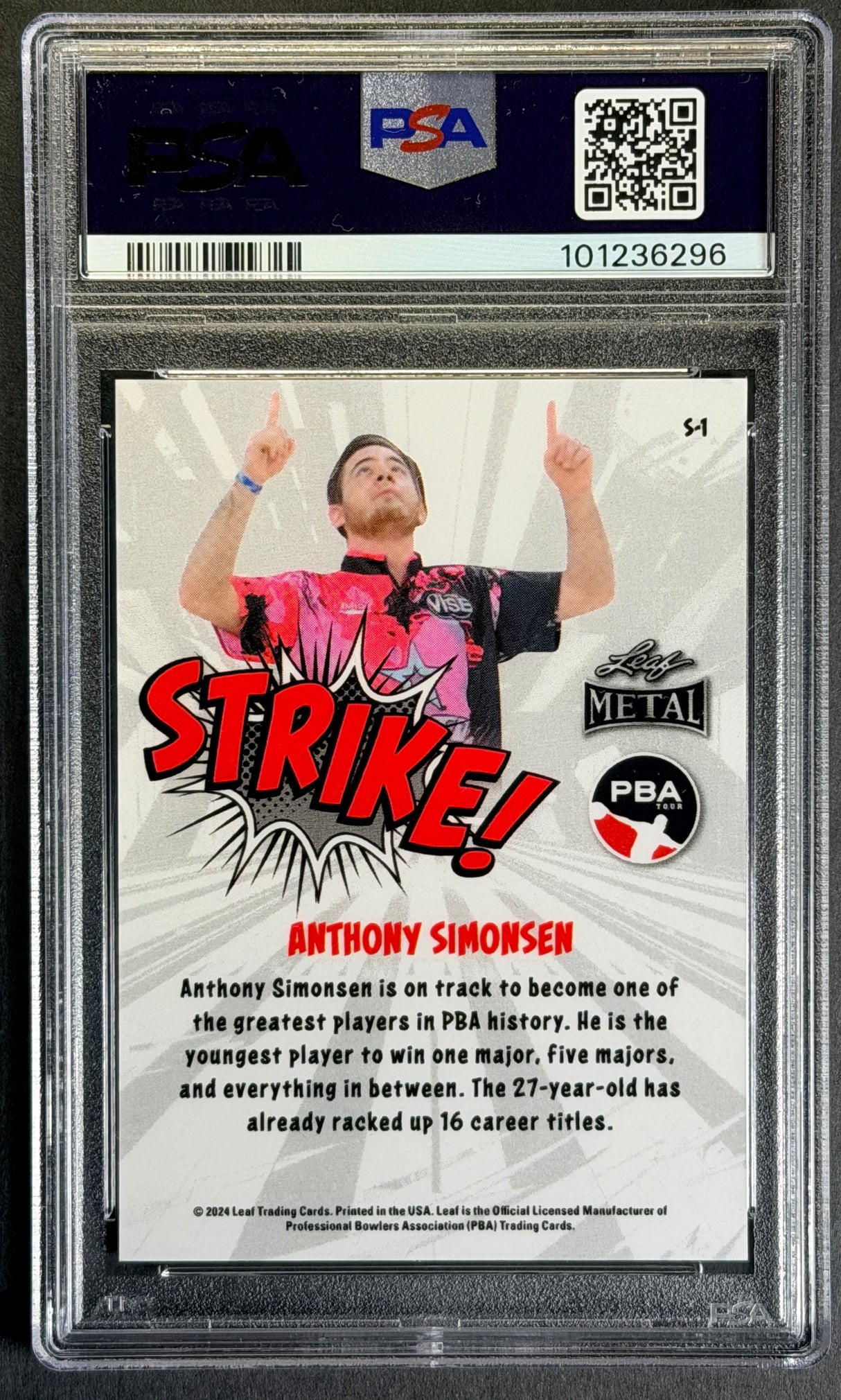 2024 Leaf Metal PBA Anthony Simonsen Strike Lava Case Hit SSP PSA 8 - POP 2