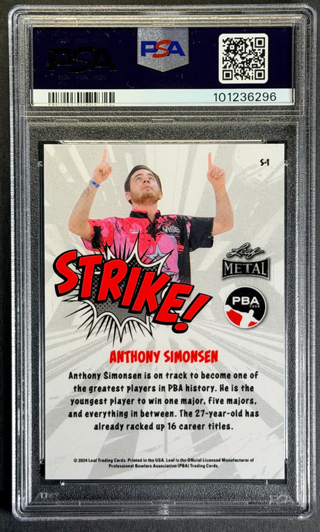 2024 Leaf Metal PBA Anthony Simonsen Strike Lava Case Hit SSP PSA 8 - POP 2