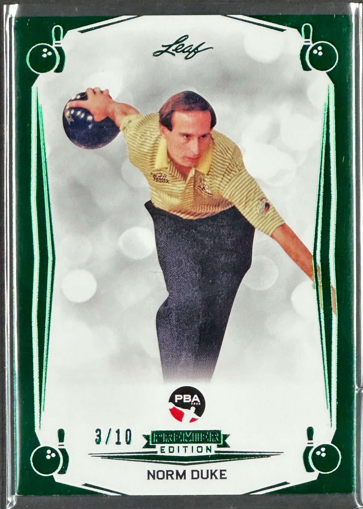 2023 pba premier edition leaf trading card norm duke green parallel sp /10