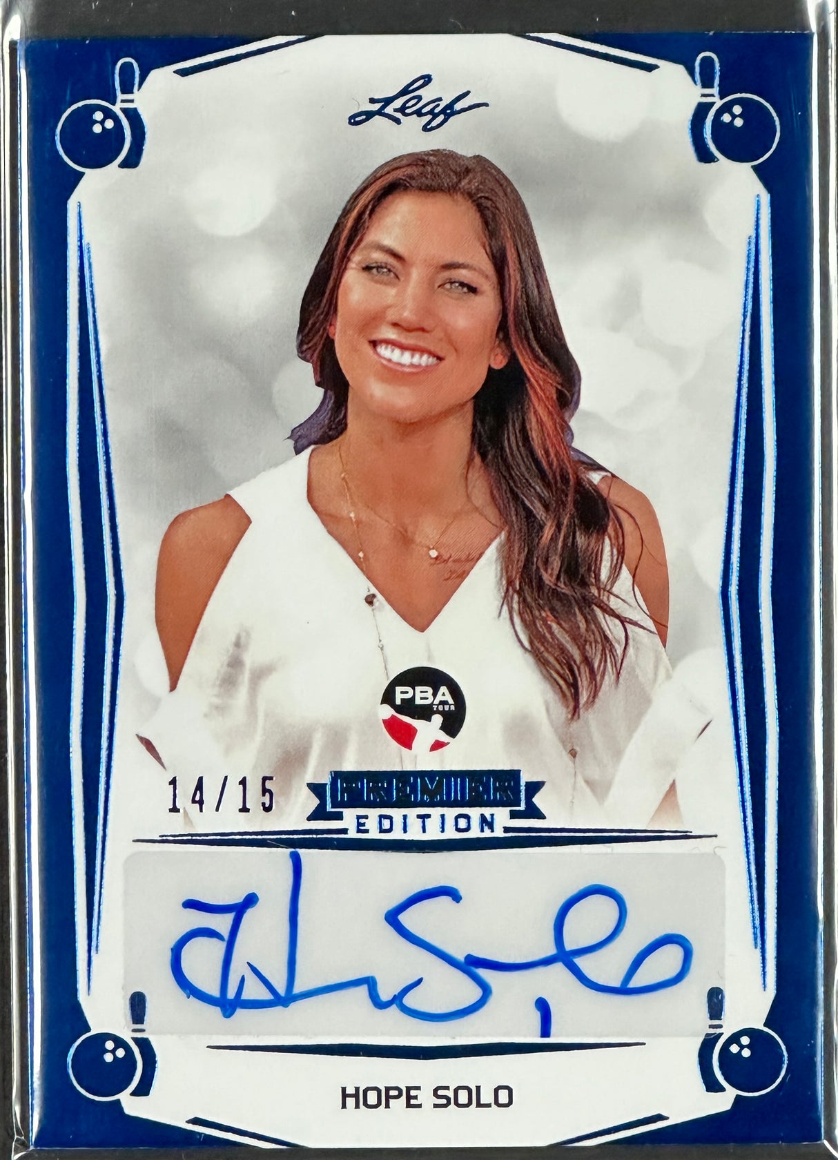 2023 Leaf PBA Trading Card Hope Solo Blue Auto /15 SP