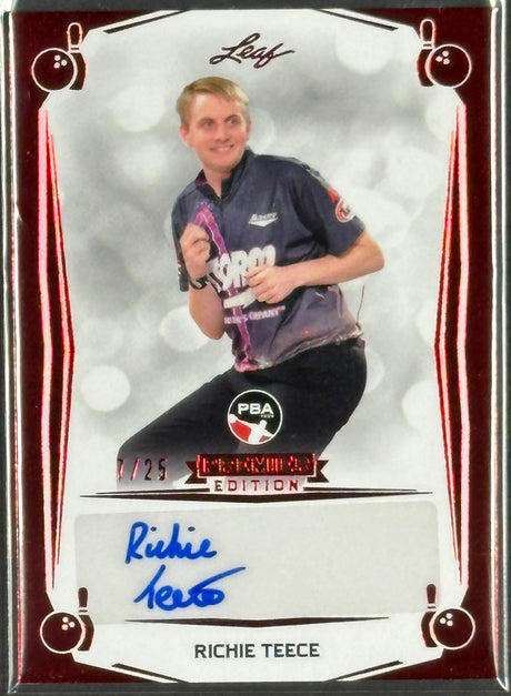 2023 Leaf PBA Trading Card Richie Teece Red Auto /25 SP