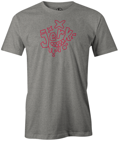 Swag Bowling Jerk Classic Logo T-shirt. This shirt is perfect for bowling practice, leagues or weekend tournaments. Men's T-Shirt, bowling ball, tee, tee shirt, tee-shirt, t shirt, t-shirt, tees, league, tournament shirt, PBA, PWBA, USBC. Charcoal, Black, Purple, Red