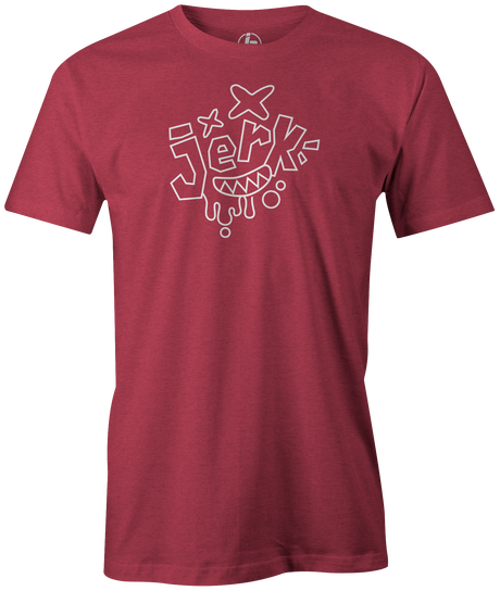 Swag Bowling Jerk Classic Logo T-shirt. This shirt is perfect for bowling practice, leagues or weekend tournaments. Men's T-Shirt, bowling ball, tee, tee shirt, tee-shirt, t shirt, t-shirt, tees, league, tournament shirt, PBA, PWBA, USBC. Charcoal, Black, Purple, Red