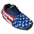 KR Strikeforce Flexx Shoe Cover USA Flag  * Dura Flexx Ultra Stretch material for easy on, easy off * Defends bowling shoes from offensive elements, inside and outside of the bowling center * Waterproof soles * Easily slips over bowling shoes * Sold in pairs * One size fits most