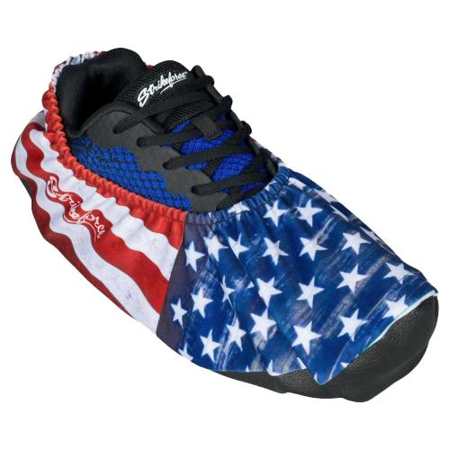 KR Strikeforce Flexx Shoe Cover USA Flag  * Dura Flexx Ultra Stretch material for easy on, easy off * Defends bowling shoes from offensive elements, inside and outside of the bowling center * Waterproof soles * Easily slips over bowling shoes * Sold in pairs * One size fits most