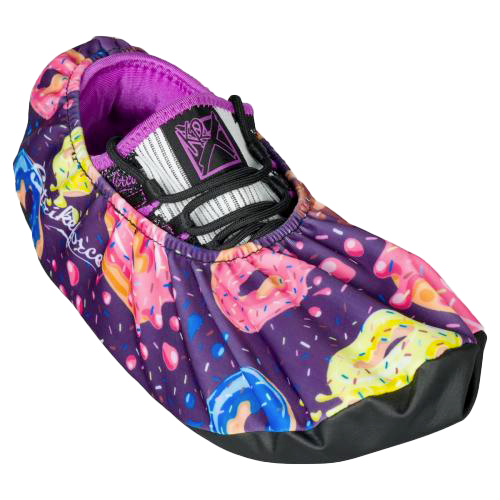 KR Strikeforce Flexx Shoe Cover Donuts * Dura Flexx Ultra Stretch material for easy on, easy off * Defends bowling shoes from offensive elements, inside and outside of the bowling center * Waterproof soles * Easily slips over bowling shoes * Sold in pairs * One size fits most