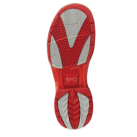 KR Strikeforce TPC Alpha Unisex Bowling Shoes Grey/Red * High quality single piece knitted upper with TPU molded heel stabilizer for added stability and enhanced fit * Traditional lace up design with with higher tongue and heel for a more comfortable and secure fit * Thermal Polyurethane (TPU) outsole that is light and extremely flexible * Padded Lycra lining for added comfort