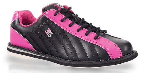 3G Kicks Black/Pink Women's Bowling Shoes You might not be traveling the world, racking up prize money, and loading up your walls with trophies, but that doesn’t mean you can’t ditch those house shoes and step up to your very own pair of comfortable and stylish Kicks. Designed for anyone who wants to take the lanes in their own bowling shoes, these durable and affordable Kicks are built for years of fun and enjoyment. * Universal slide sole * Firm support heel * Synthetic leather build * 