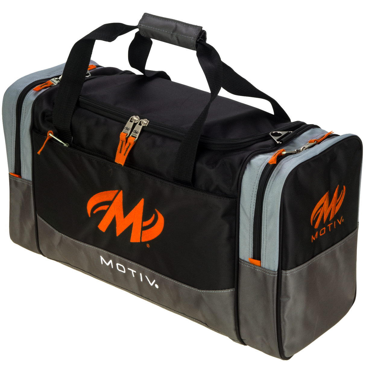 Motiv Shock 2 Ball Double Tote Black/Orange Bowling Bag suitcase league tournament play sale discount coupon online pba tour