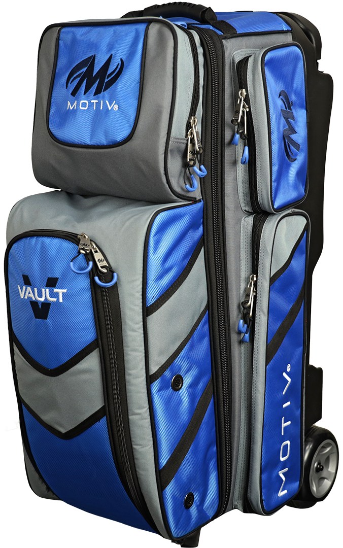 Motiv Vault 3 Ball Triple Roller Cobalt Blue Bowling Bag suitcase league tournament play sale discount coupon online pba tour